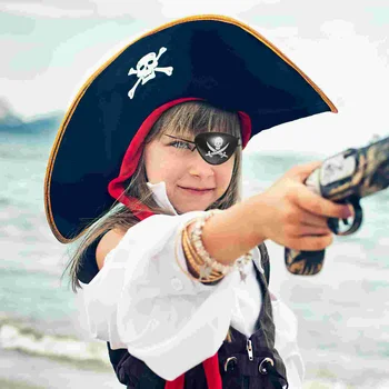 2 Gab Pirātu Cepure Cosplay Kapteiņa Kostīms Bērniem Masku Piederumi, Aksesuāri Acu Maska Kuģis