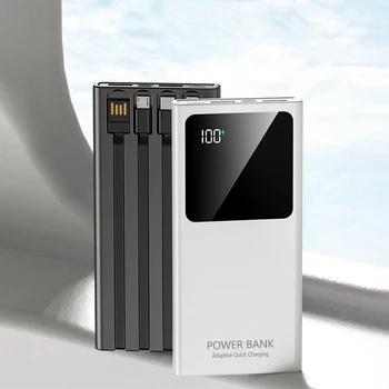20000mAh Power Bank Ar Micro USB C TIPA Kabeli Portatīvo Lādētāju PowerBank Ārējo Akumulatoru iPhone Xiaomi Samsung un Huawei