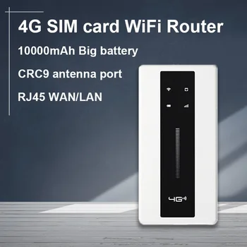 4G SIM karti, wifi rūteris, 10000mAh Liels akumulators lte modema ceļojumu kabatas MIFI hotspot RJ45 Ports CRC9 antenas ports portatīvo WiFi