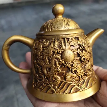 Antīkas Bronzas Izstrādājumi Kolekcija Antīks Misiņš Reljefs Pūķis Tējas Katlā Vīna Pot Ietin ar Vircas Mitrinošs Mājās Tējas Cere