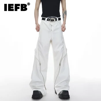 IEFB Amerikāņu Nišu Dizaina Vīriešu Ikdienas Uzvalku Bikses Moderns Rāvējslēdzēju tīrtoņa Krāsu High Street Izlīdzināšanu Bikses Pavasara 2023 Jaunu 9A8368
