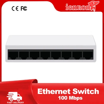 IENRON-Link Mini Tīkla Switch 8 Port 100 Mbps Fast Ethernet Switch ar Vlan Barošanas Ip Kamera/wifi Maršrutu