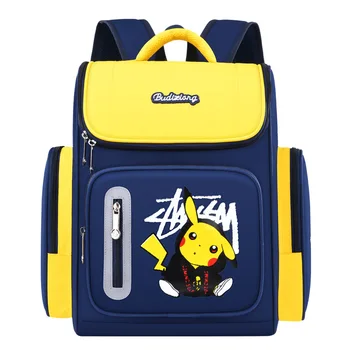 Pokemon Studentu Schoolbag Anime Pikachu Karikatūra Bērnu Mugursoma Schoolbag Zēnu un Meiteņu Mugursoma Zibens Rāvējslēdzējs Pleca