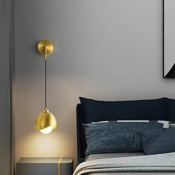 Ziemeļvalstu Misiņa zemapmetuma guļamistabas gultas stikla bumbu, sienas lampas Black dzīvojamā istaba ackground sienas eju studiju dekoru sconce lampas