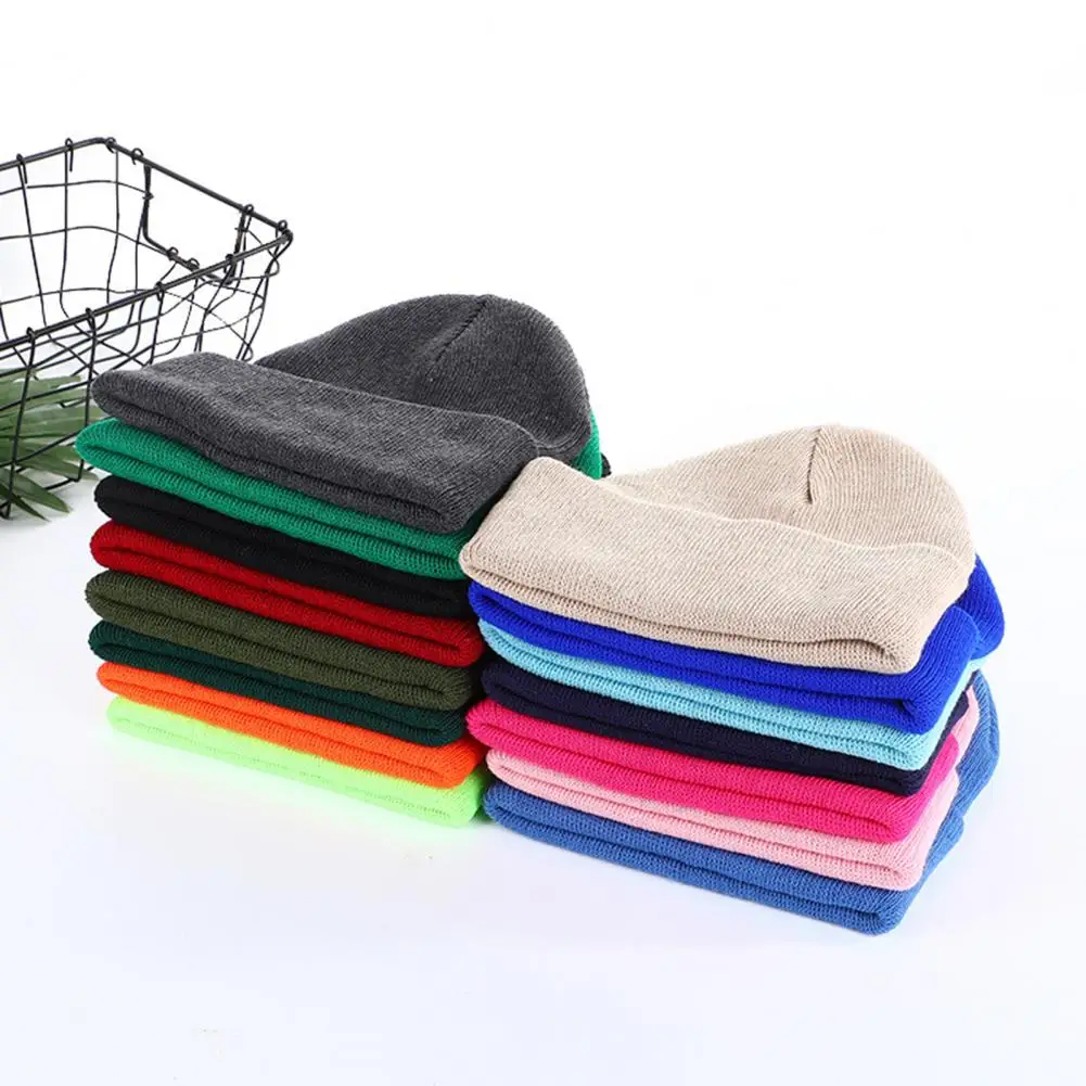 Tīrtoņa Krāsu Adīšanas Hat Stilīgs Unisex Trikotāžas Beanie Cepure Rudens/ziemas Retro Dome Āra Pulovers Slēpošana Cepuru Modes - 1