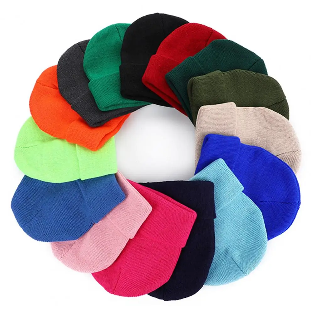 Tīrtoņa Krāsu Adīšanas Hat Stilīgs Unisex Trikotāžas Beanie Cepure Rudens/ziemas Retro Dome Āra Pulovers Slēpošana Cepuru Modes - 5